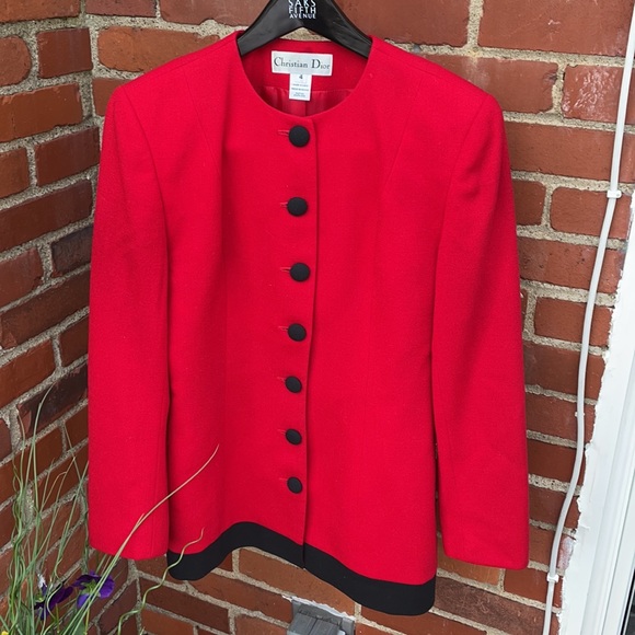 Vintage Christian Dior red/black wool blazer SZ 4